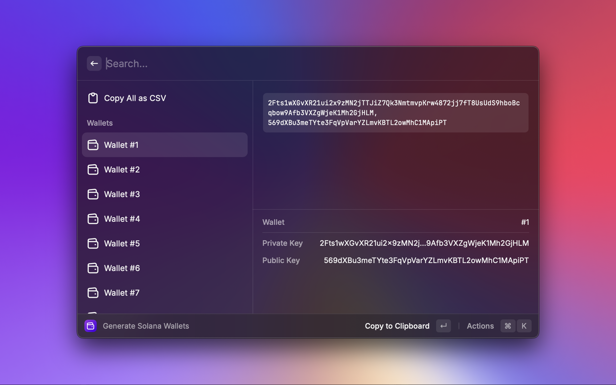 Raycast Store: Solana Wallets Generation