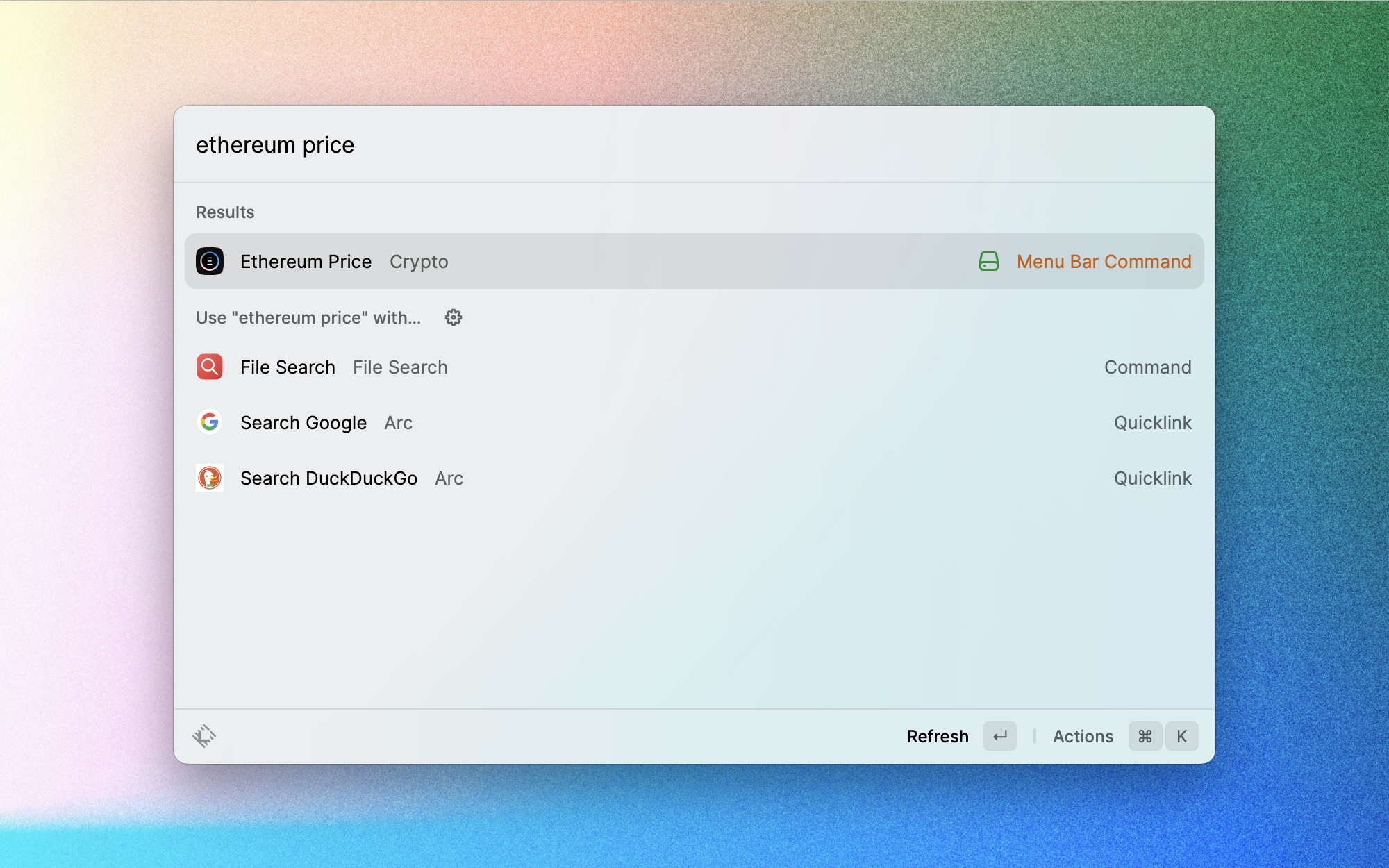Raycast Store: Ethereum Price
