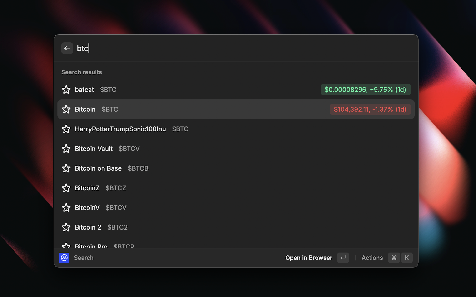 Raycast Store: Coinmarketcap Crypto Search